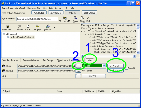 TSL hash is created from tsl.xml and saved to the file tsl.xml.sha2